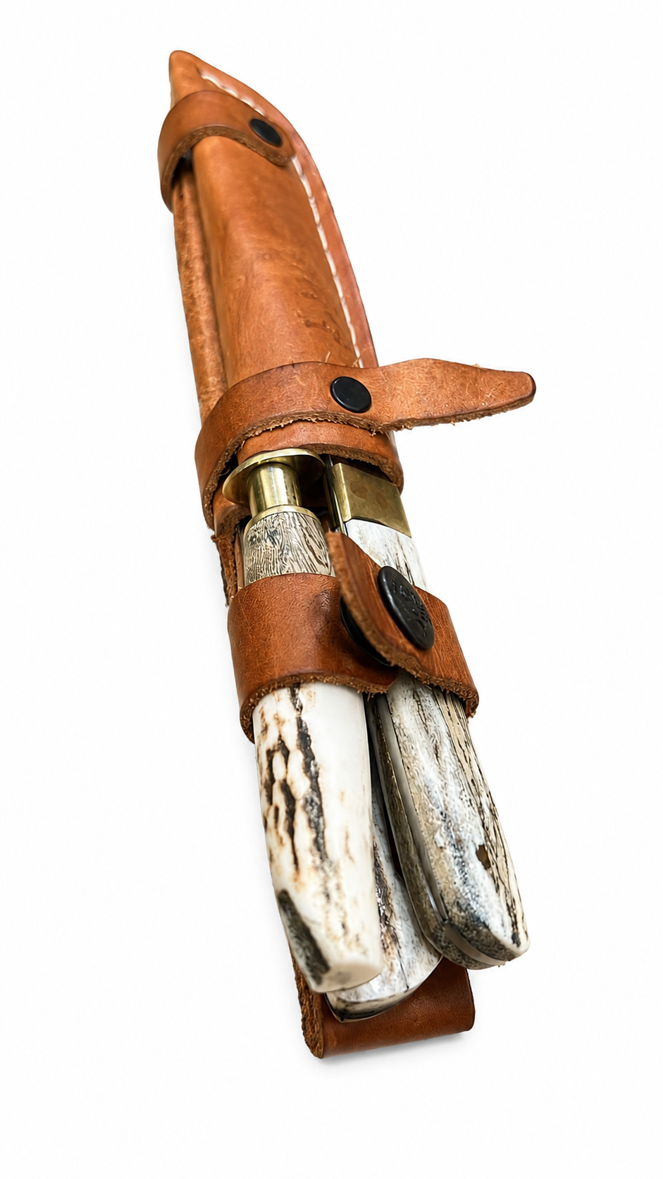 CONJUNTO COM FACA, GARFO E CHAIRA CHIFRE DE CERVO
