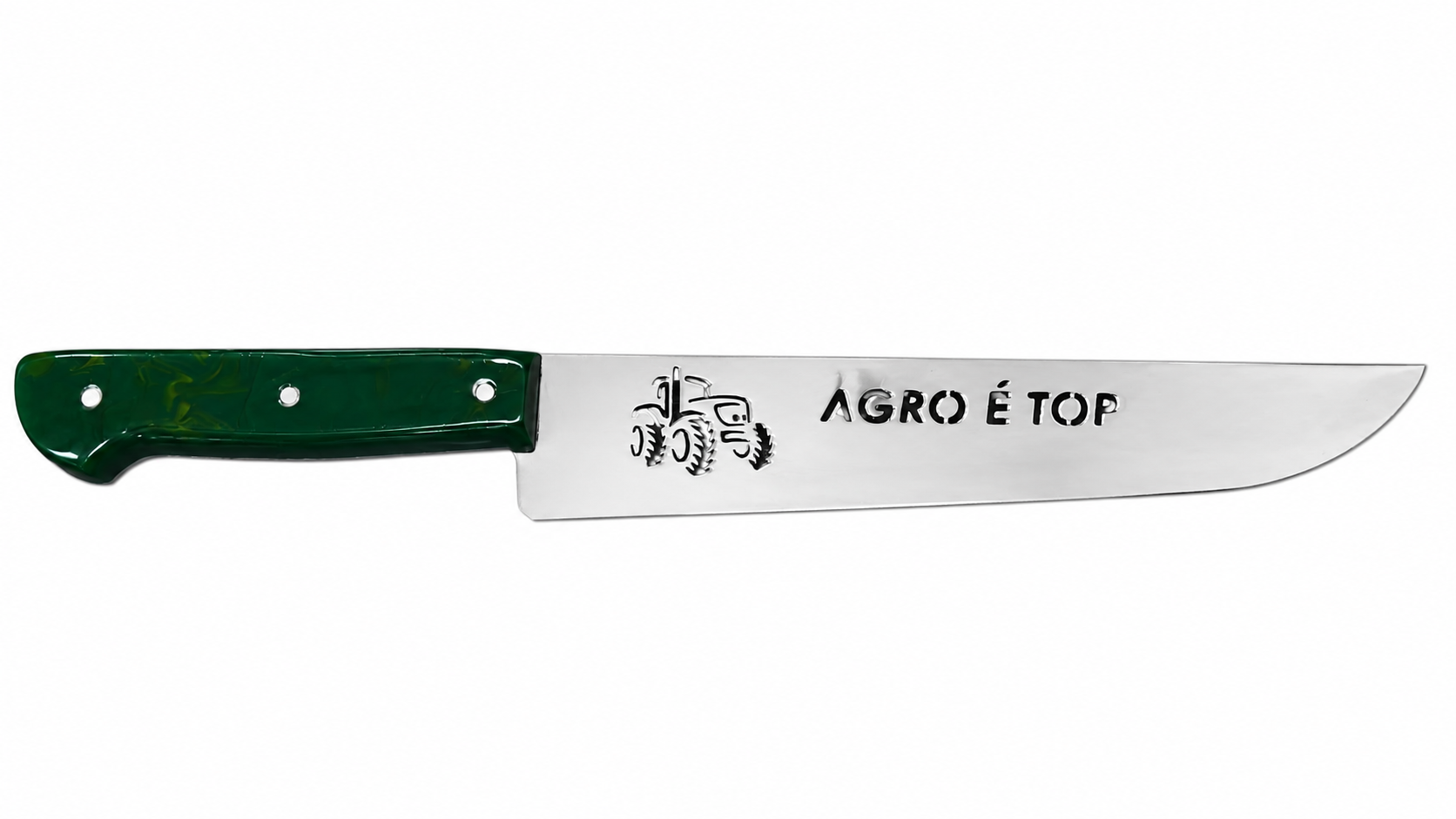 FACA INOX  INOX LAMINA VAZADA CABO CHATO (AGRO É TOP)