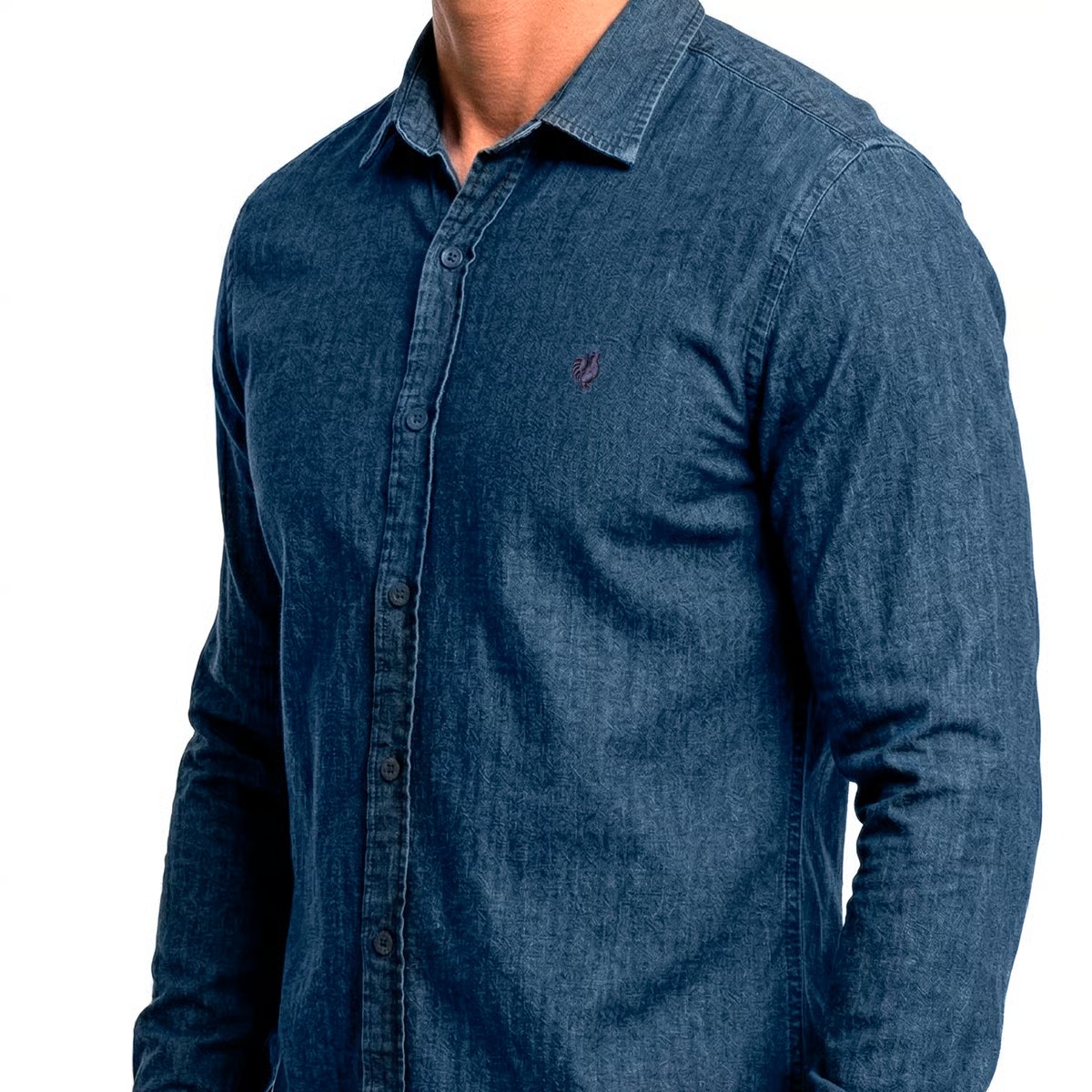 CAMISA LISA JEANS MASCULINA ADULTA