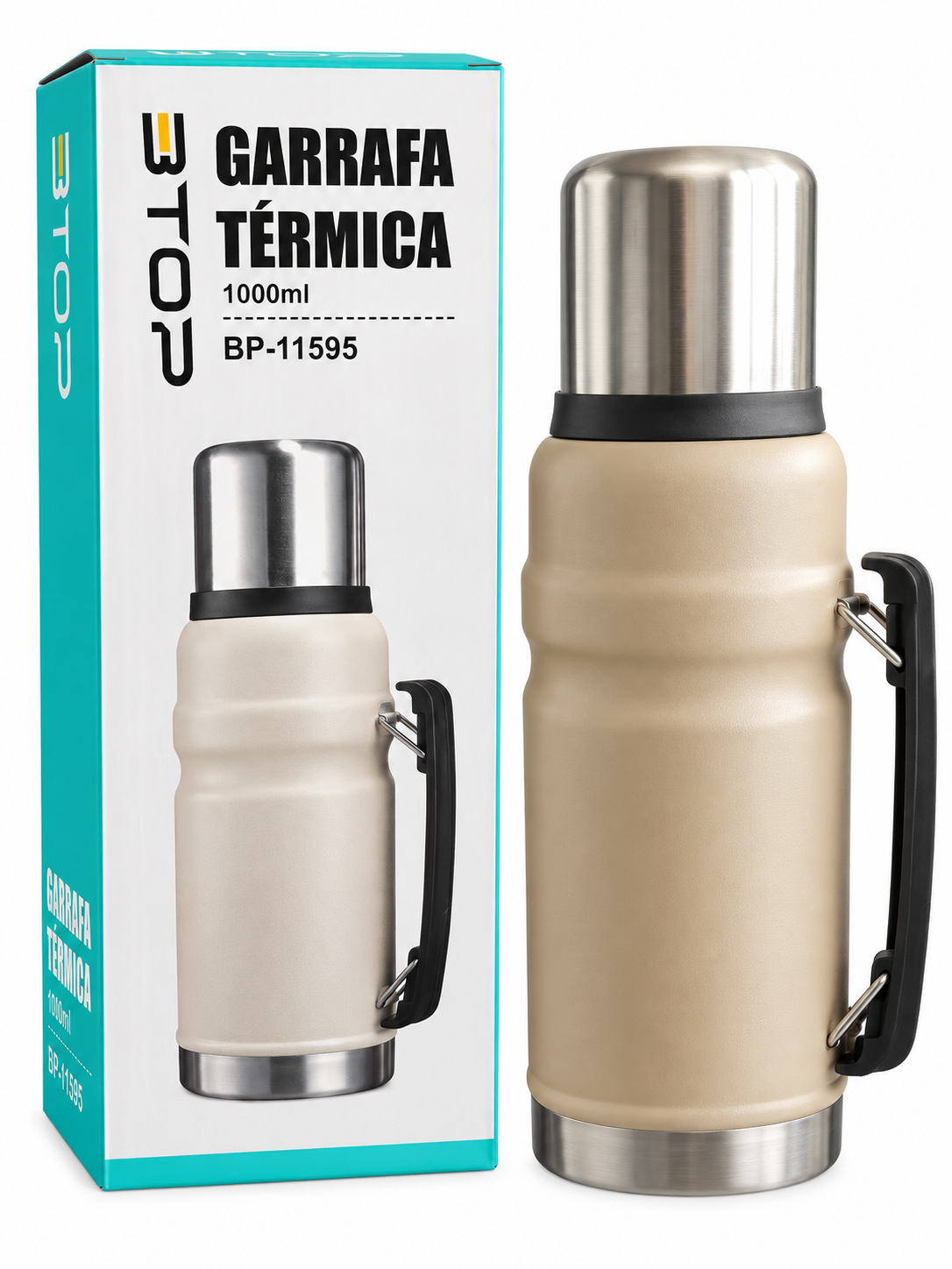 GARRAFA TERMICA BM- P11595 BEGE 1000ML
