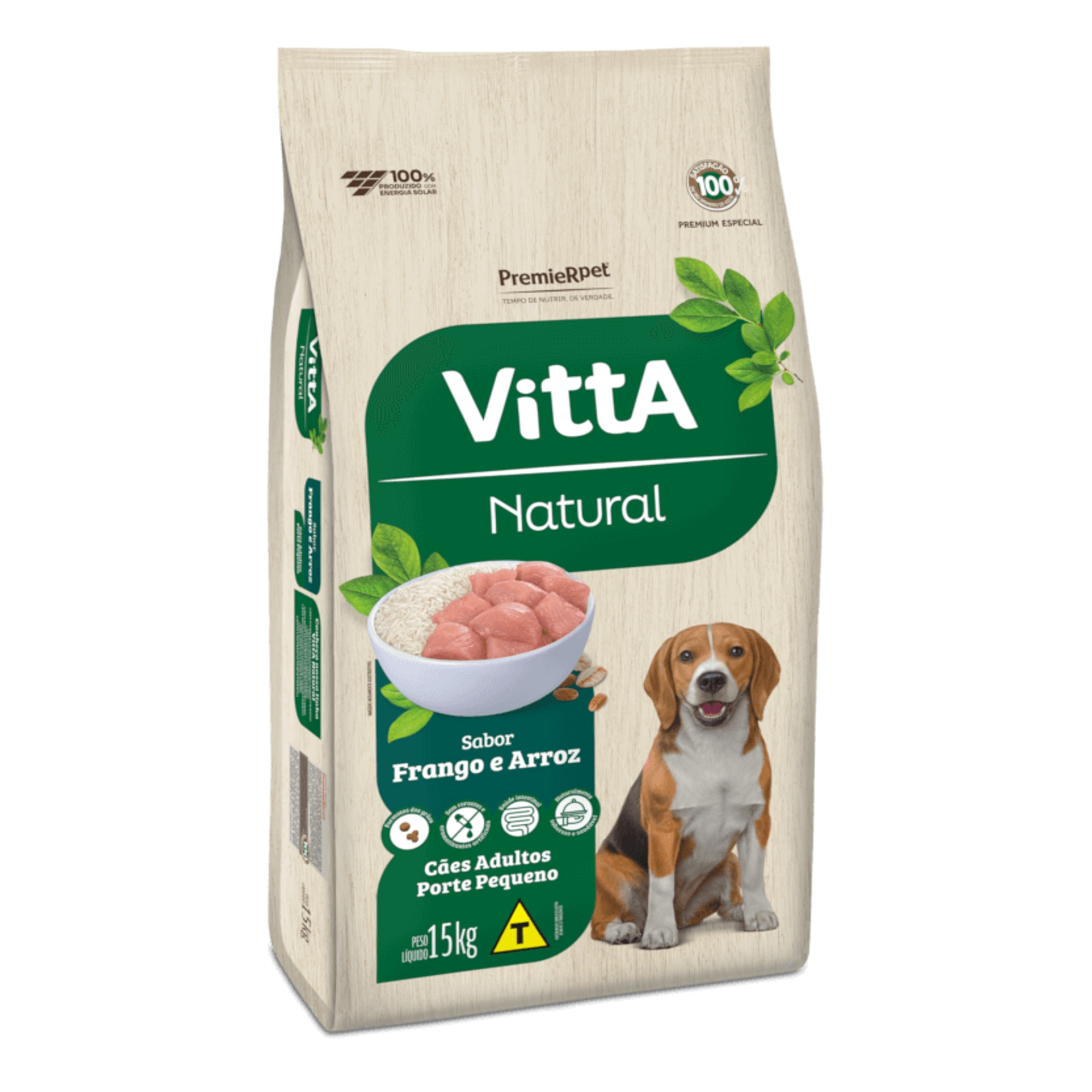 VITTA NATURAL SABOR FRANGO E ARROZ CÃES ADULTOS PORTE PEQUENO 15KG