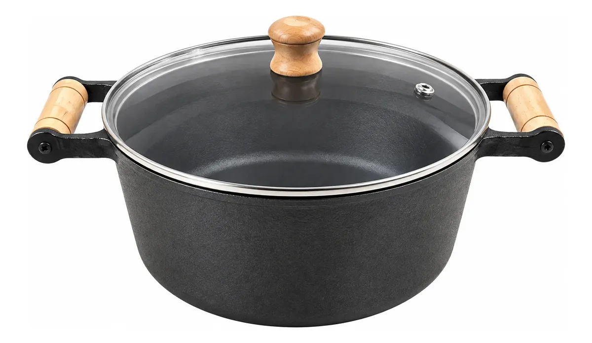 CAÇAROLA 2 ALÇAS COM TAMPA DE VIDRO 4.1 LITROS