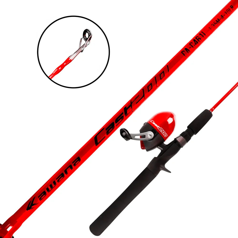 CONJUNTO VARA CARRETILHA E SPINCAST 1,35M ESQUERDO- VERMELHO